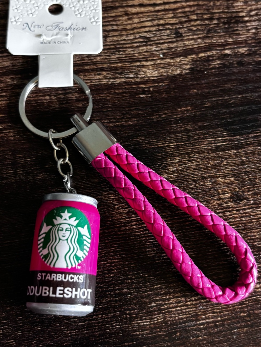 Starbucks Pink Braided Loop Keychain with Can Charm - Picture 3 of 4